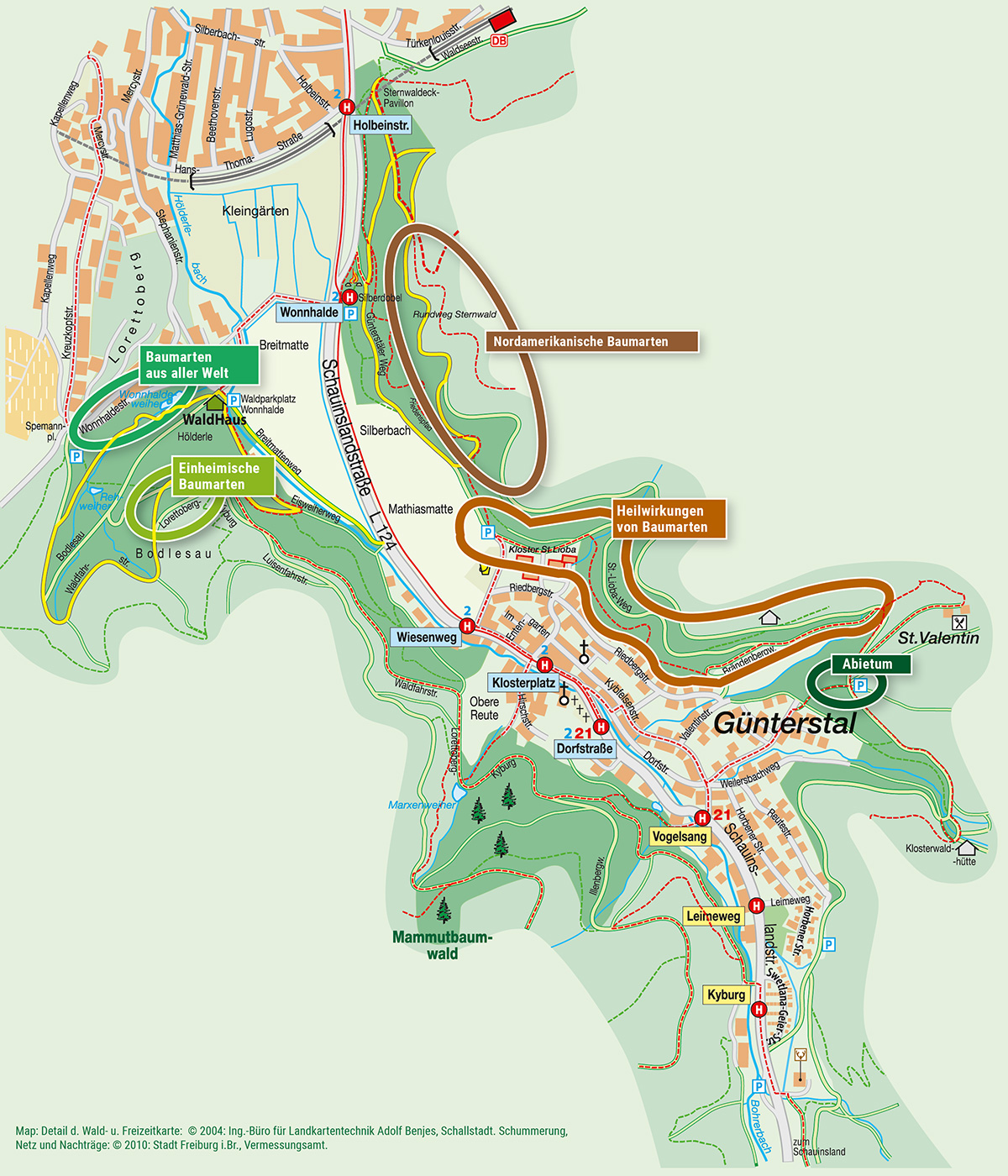 Kartenausschnitt mit dem Arboretum