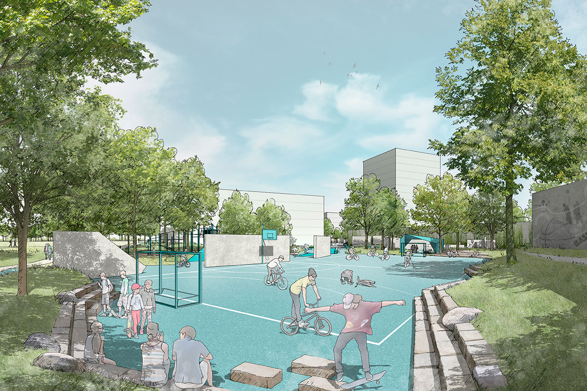 Der Jugendfreizeitplatz am Rande des Stadtteils bietet jungen Menschen Raum zur vielfältigen Entfaltung, hier darf es auch mal lauter zugehen.