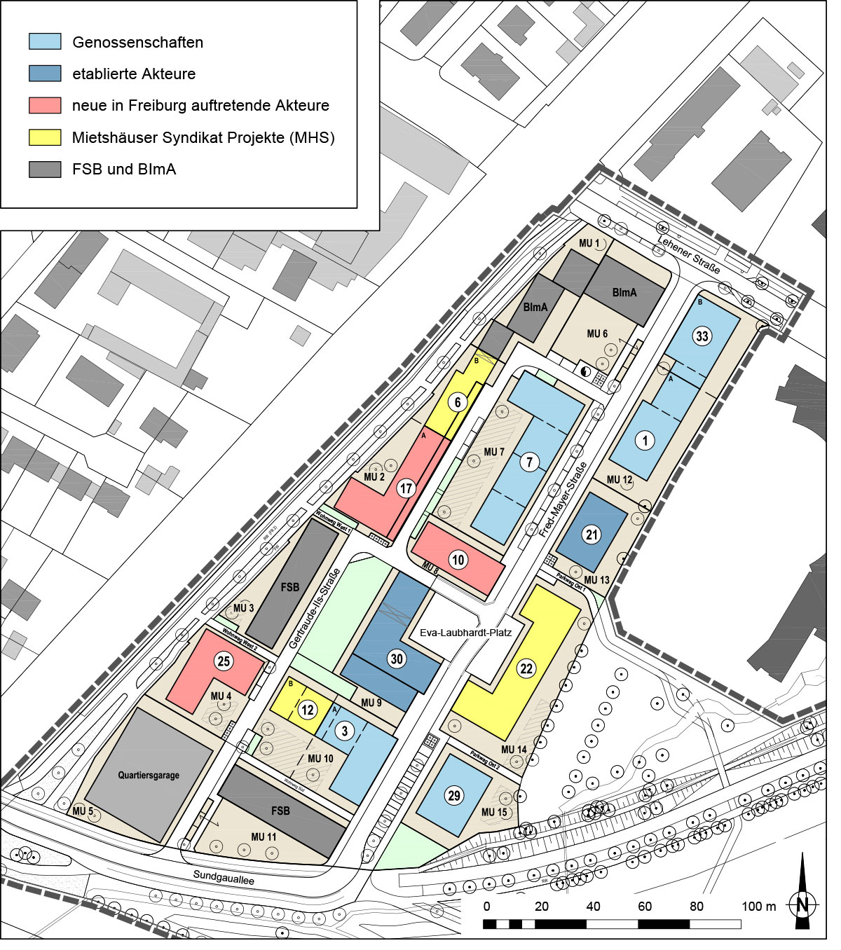 Lageplan mit den Bauvorhaben