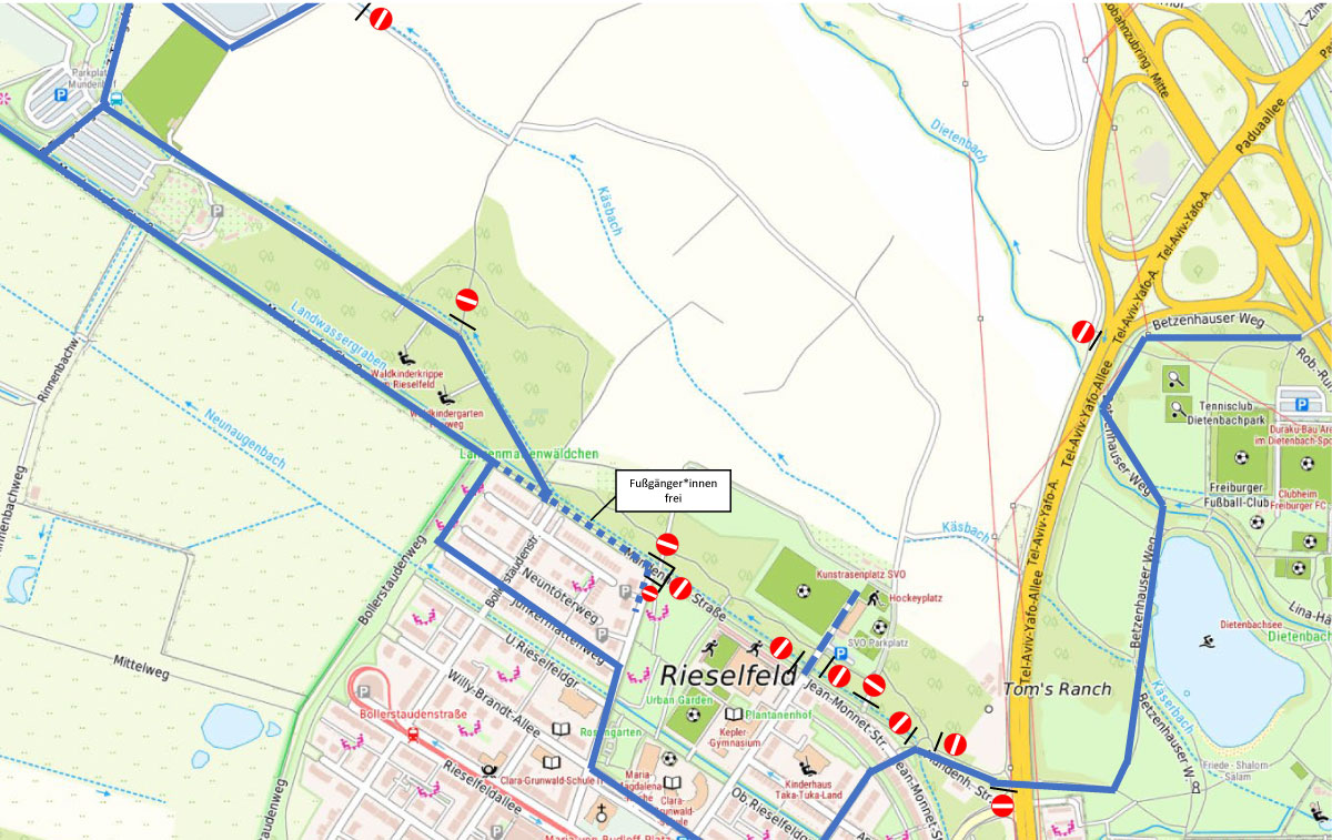 Aktuelle Umleitungen rund um Dietenbach