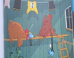 Buchauszug: Zwei Hühner liegen auf der Stange und schlafen