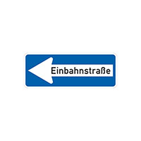 Blaues Verkehrsschild "Einbahnstraße"