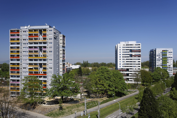 Soziale Stadt Weingarten West (Foto: Miguel Babo) Blick auf Hochhäuser in Weingarten