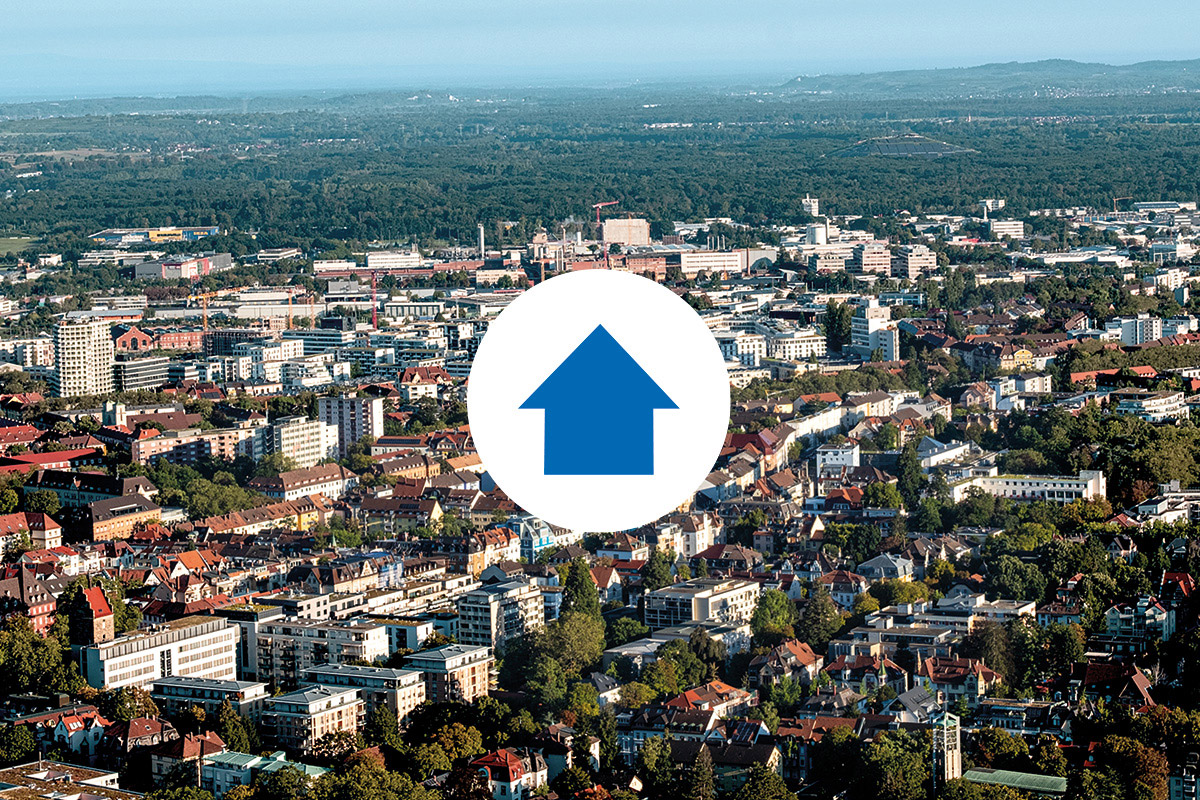 Stadtansicht mit Haus-Icon