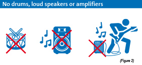 No drums, loud speakers or amplifiers
