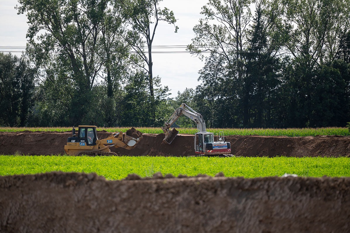 Bagger in einer Wiese